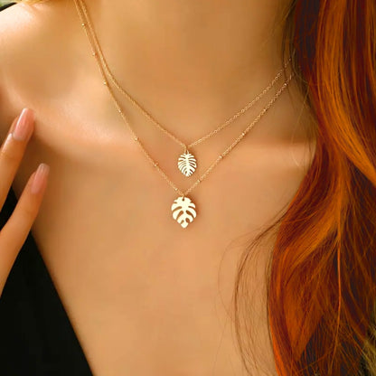 Monstera Leaf Layered Necklace