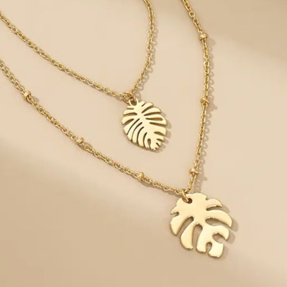 Monstera Leaf Layered Necklace