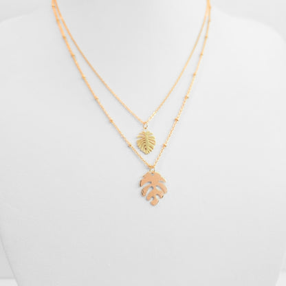 Monstera Leaf Layered Necklace
