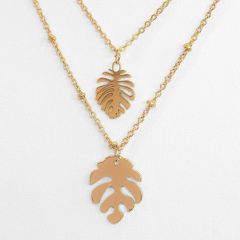 Monstera Leaf Layered Necklace