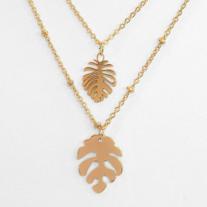 Monstera Leaf Layered Necklace