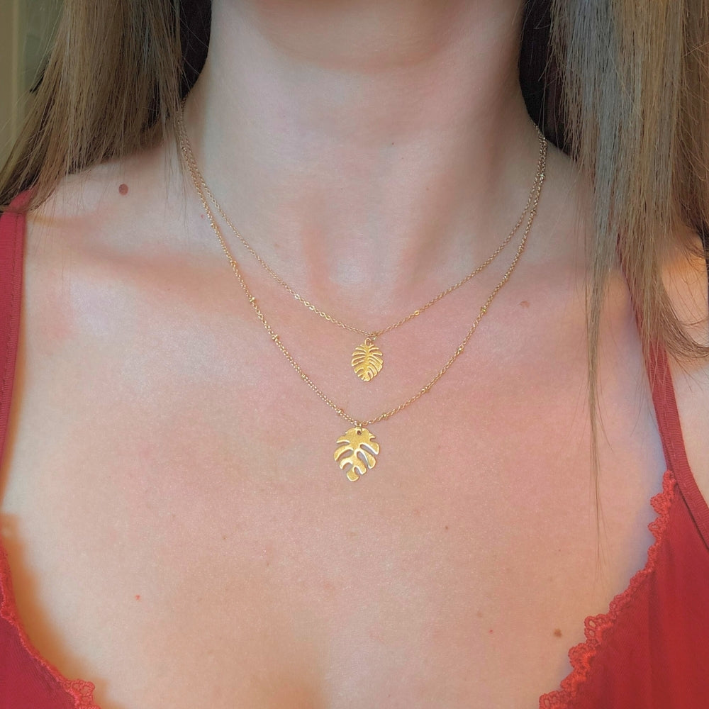 Monstera Leaf Layered Necklace