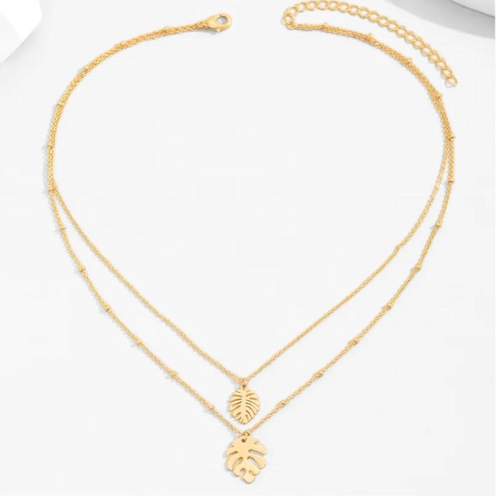Monstera Leaf Layered Necklace