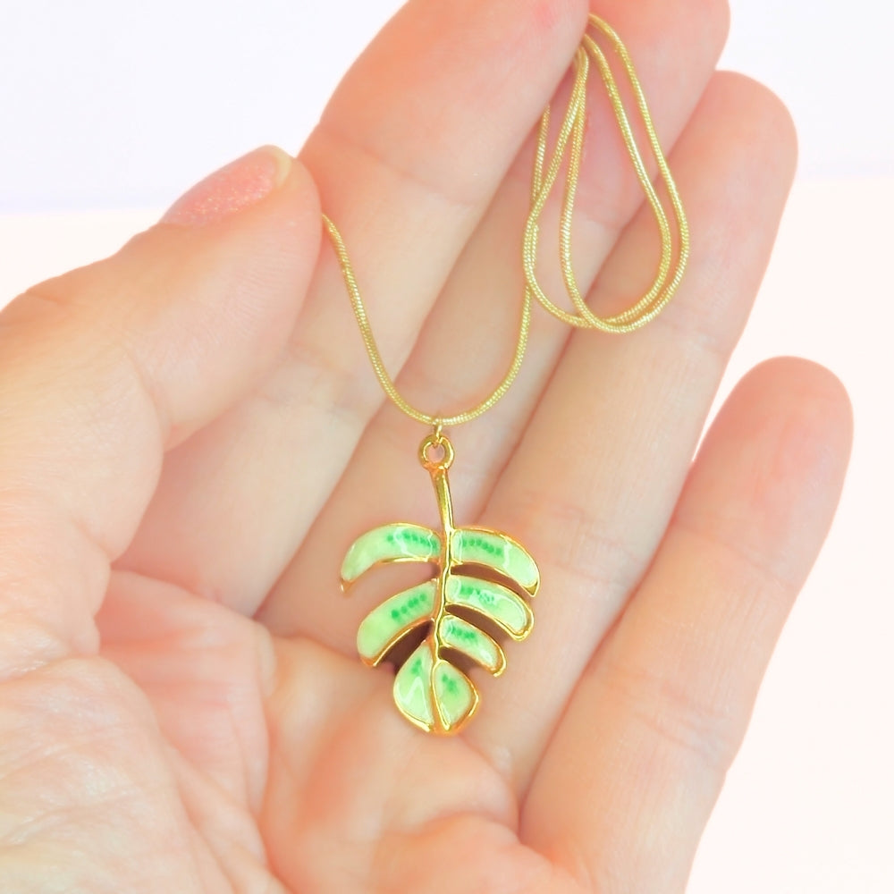 Monstera Leaf Pendant Necklace