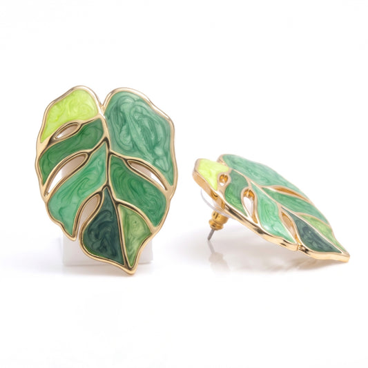 Monstera Leaf Oil Drip | Earrings