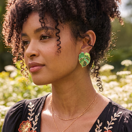 Monstera Leaf Oil Drip | Earrings