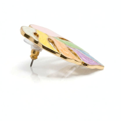 Painted Pastel Monstera Leaf Studs | Earrings