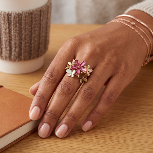 Mulberry & Sage Flowers | Stretch Ring
