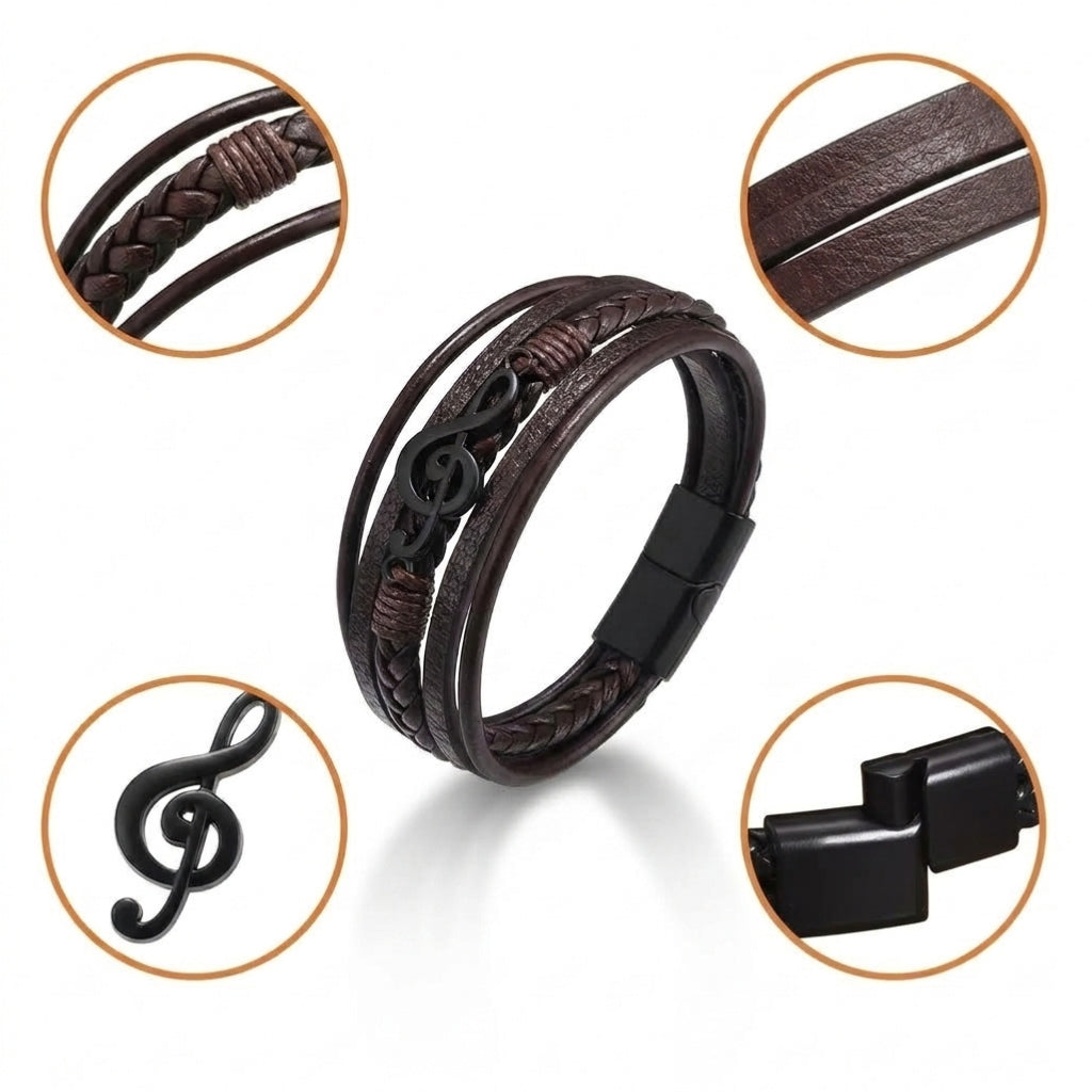 Musician's Leather Cuff | Magnetic Bracelet