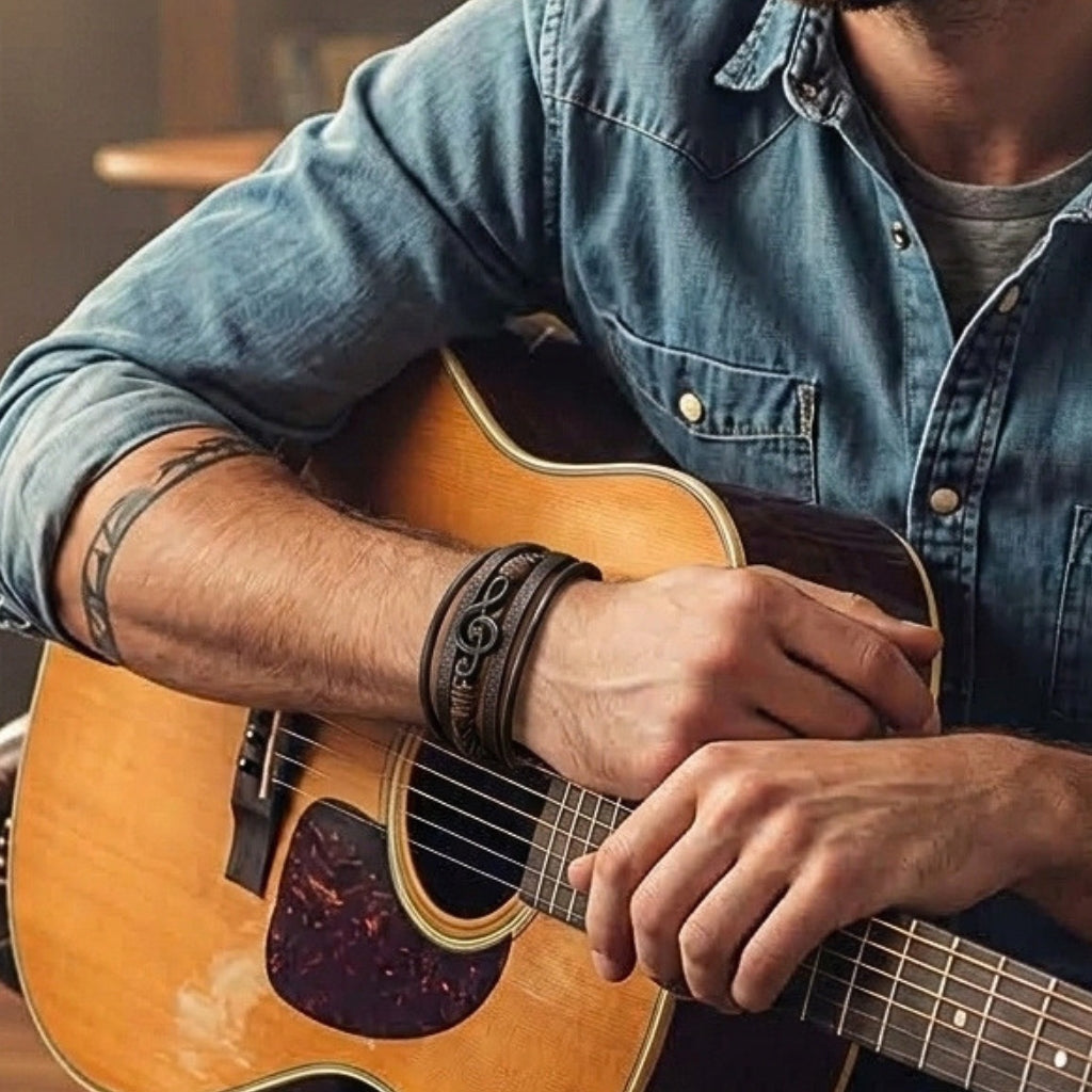 Musician's Leather Cuff | Magnetic Bracelet