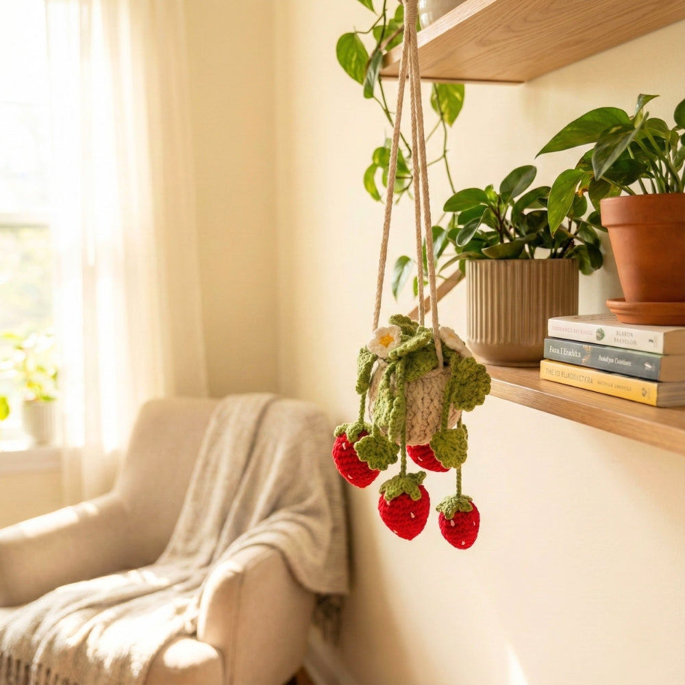 No-Water Strawberry Plant (Crochet) | Home Decor