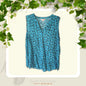 Northern Reflections Blue Floral Button-Up Sleeveless Blouse [XL]
