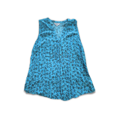 Northern Reflections Blue Floral Button-Up Sleeveless Blouse [XL]