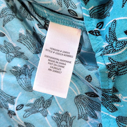 Northern Reflections Blue Floral Button-Up Sleeveless Blouse [XL]