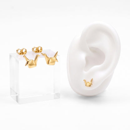 Origami Crane Studs in Gold | Earrings