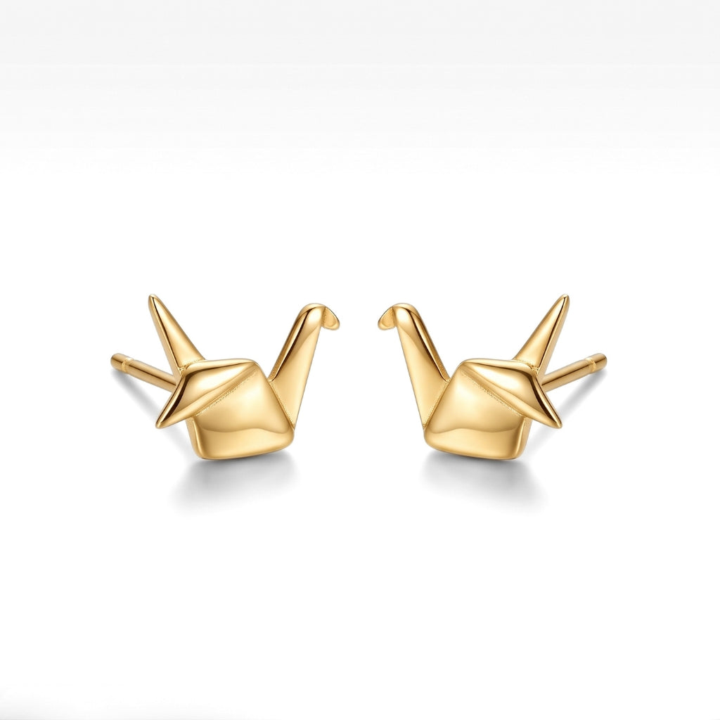 Origami Crane Studs in Gold | Earrings