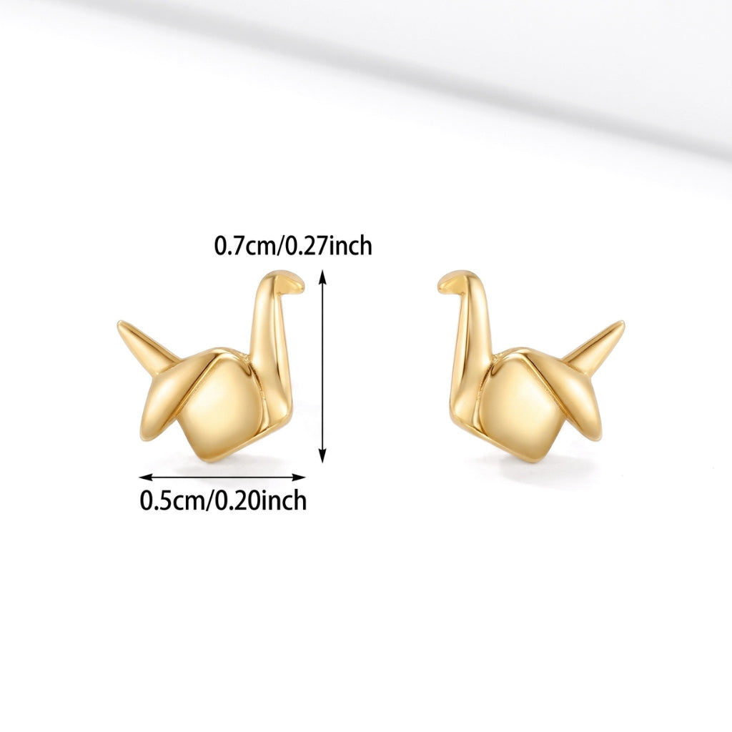 Origami Crane Studs in Gold | Earrings