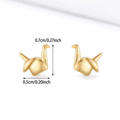 Origami Crane Studs in Gold | Earrings