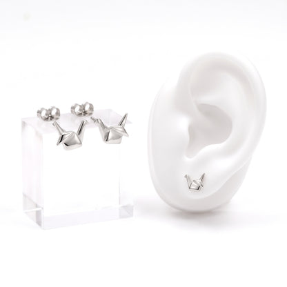 Origami Crane Studs in Silver | Earrings