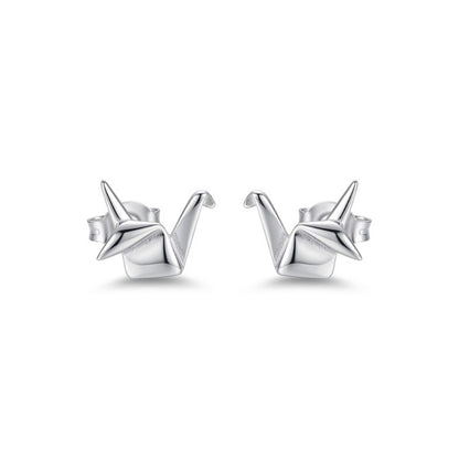 Origami Crane Studs in Silver | Earrings