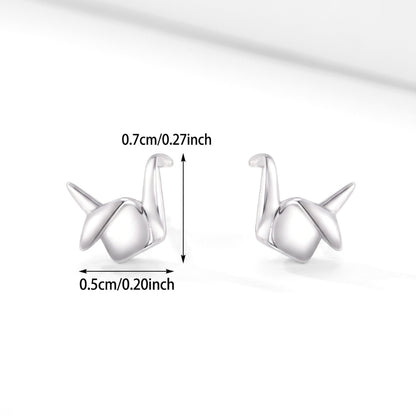 Origami Crane Studs in Silver | Earrings