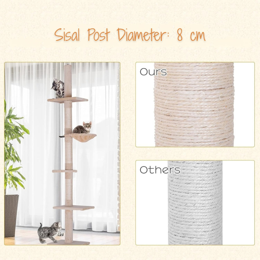 Arbre à chat minimaliste sans perçage du sol au plafond | PawHut
