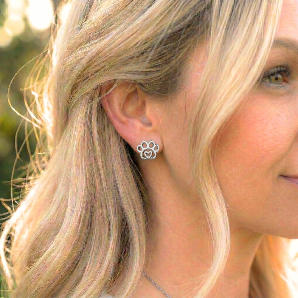 Paw Print Silhouette Studs | Earrings