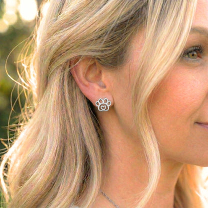 Paw Print Silhouette Studs | Earrings