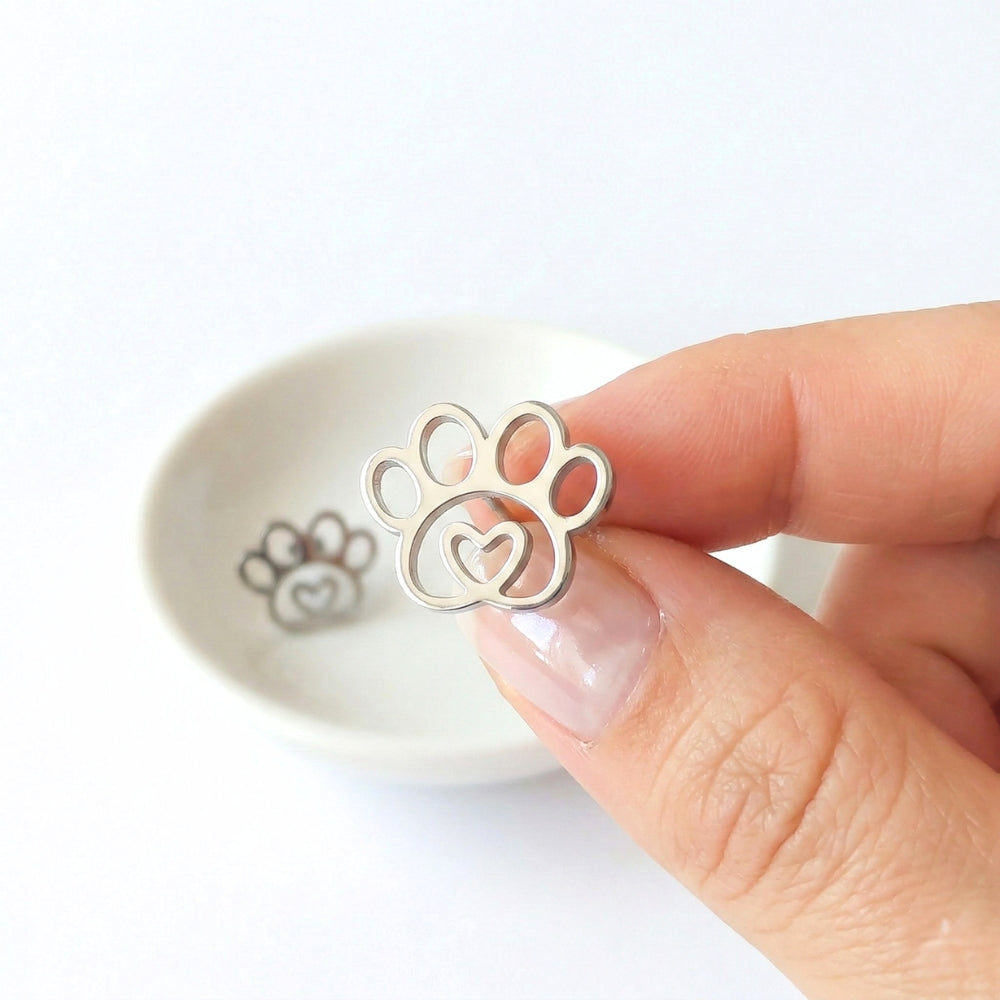 Paw Print Silhouette Studs | Earrings