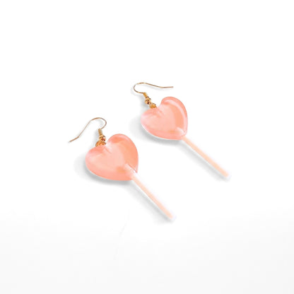 Peach Heart Lollipops | Earrings