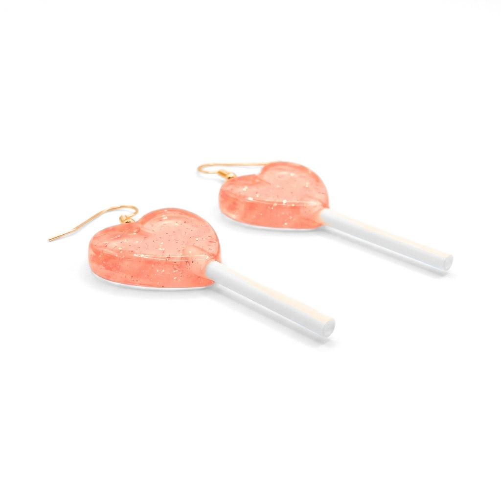 Peach Heart Lollipops | Earrings