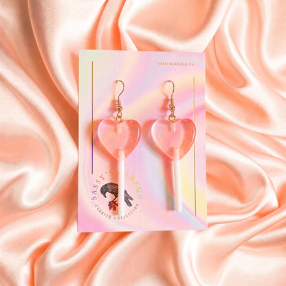 Peach Heart Lollipops | Earrings