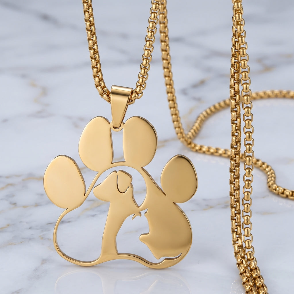 Pet Tribute Steel Pendant [Gold] | Necklace