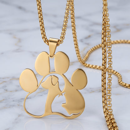 Pet Tribute Steel Pendant [Gold] | Necklace