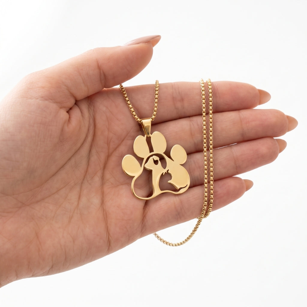 Pet Tribute Steel Pendant [Gold] | Necklace