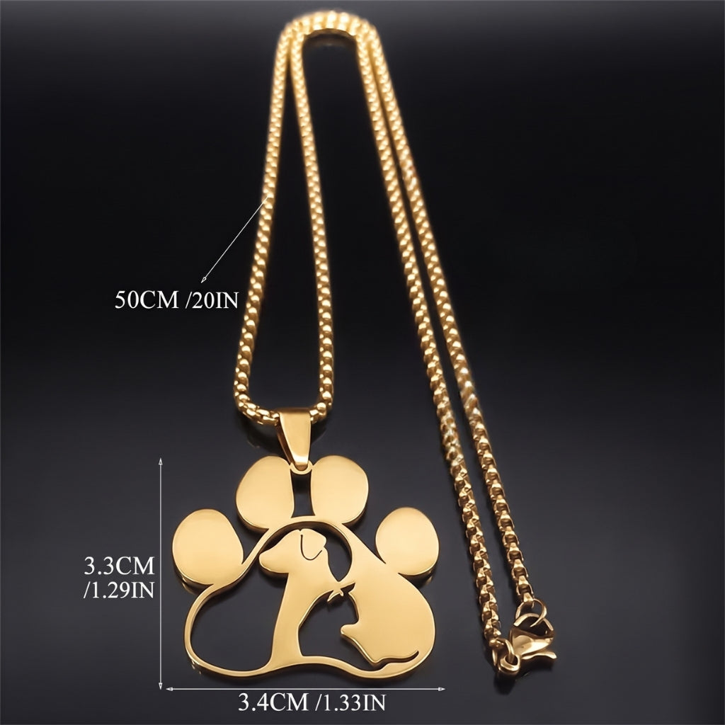 Pet Tribute Steel Pendant [Gold] | Necklace