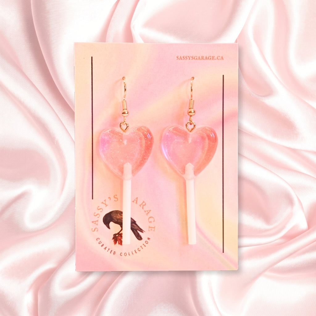 Pink Heart Lollipops | Earrings