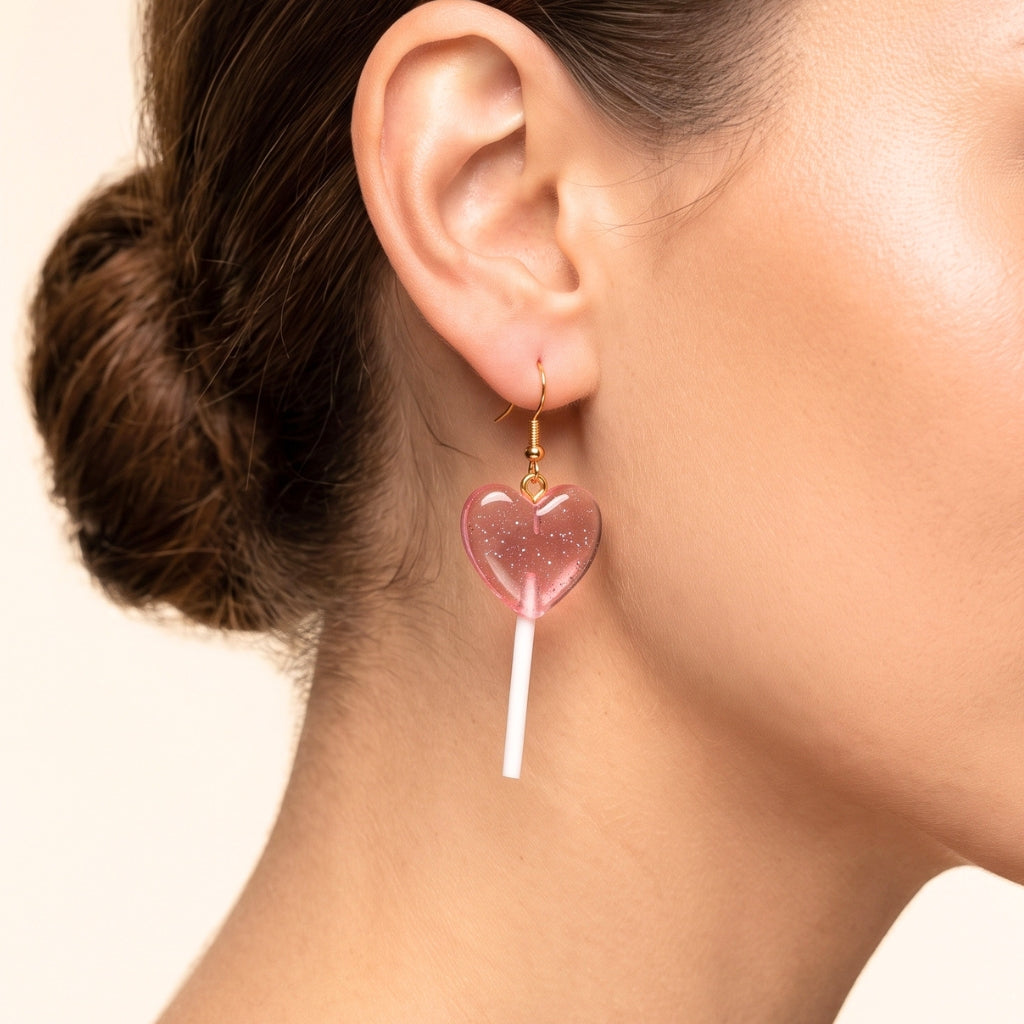 Pink Heart Lollipops | Earrings