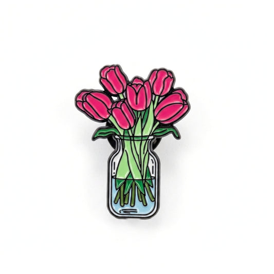 Pink Tulips in a Vase | Collectible Pin