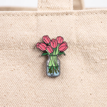 Pink Tulips in a Vase | Collectible Pin