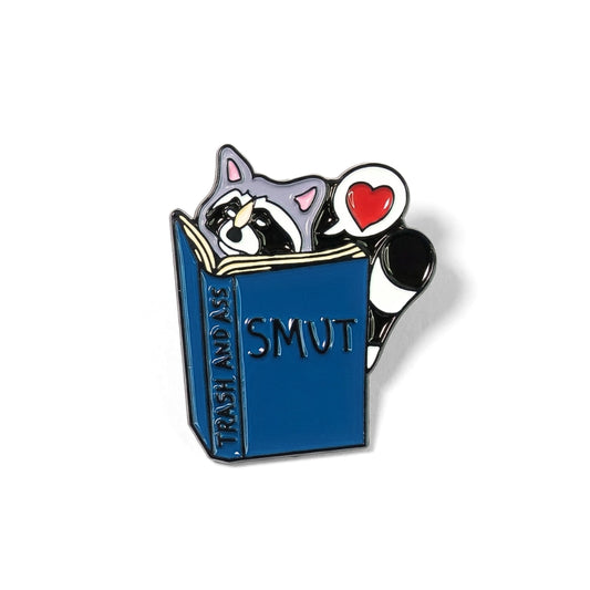 Raccoon Reading Smut | Collectible Pin