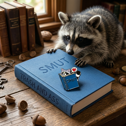 Raccoon Reading Smut | Collectible Pin