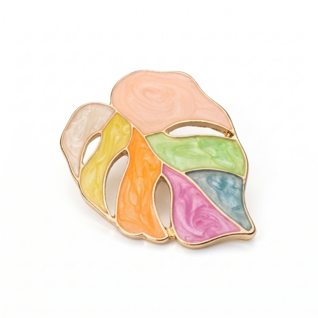 Rainbow Oil Pastel Monstera Leaf | Collectible Pin
