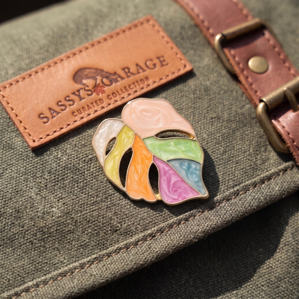 Rainbow Oil Pastel Monstera Leaf | Collectible Pin