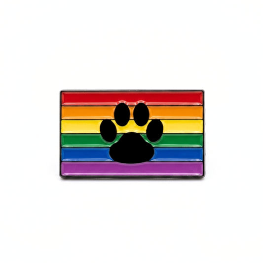 Drapeau arc-en-ciel empreinte de patte | Pin's de collection