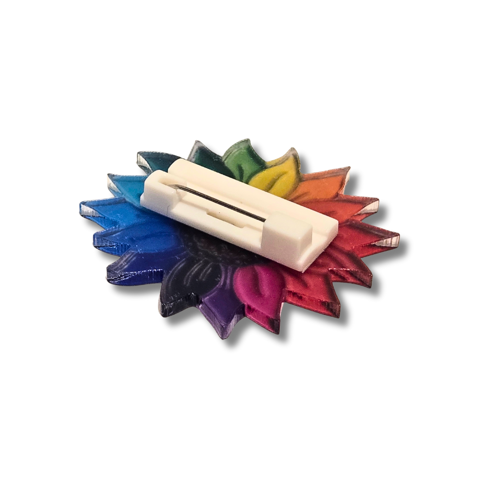 Rainbow Sunflower Acrylic Pin