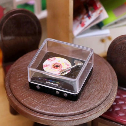 Miniature Record Player Set (1:12) | Dollhouse Furniture