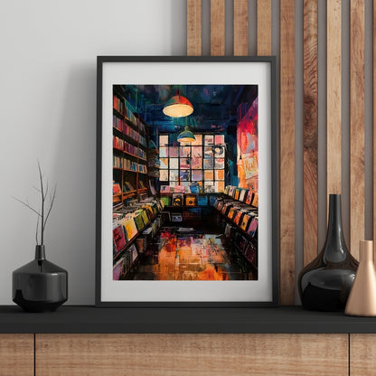 Retro Record Store | Canvas Art Print