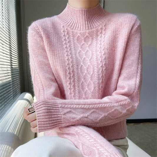 Women's Classic Mock Neck Pullover Sweater