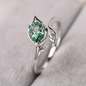 Emerald & Silver Leaf Ring | Size 9